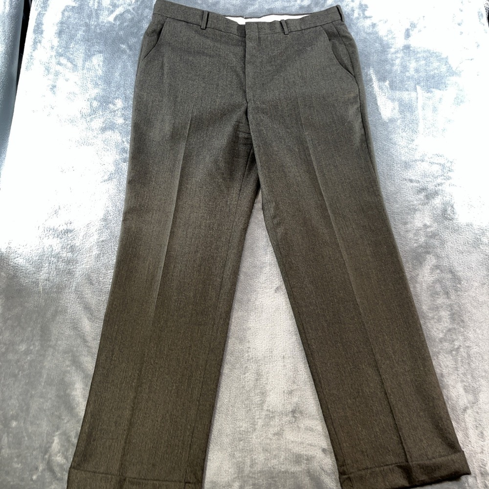 VTG A.W. Cuffs Trousers Mens 38x32 100% Wool Pleated Gray Made in USA Ivy League